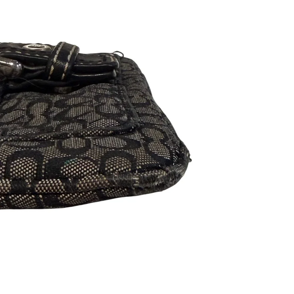 Coach Y2K‎ Signature Jacquard Wristlet Black Gray Buckle Monogram micro C